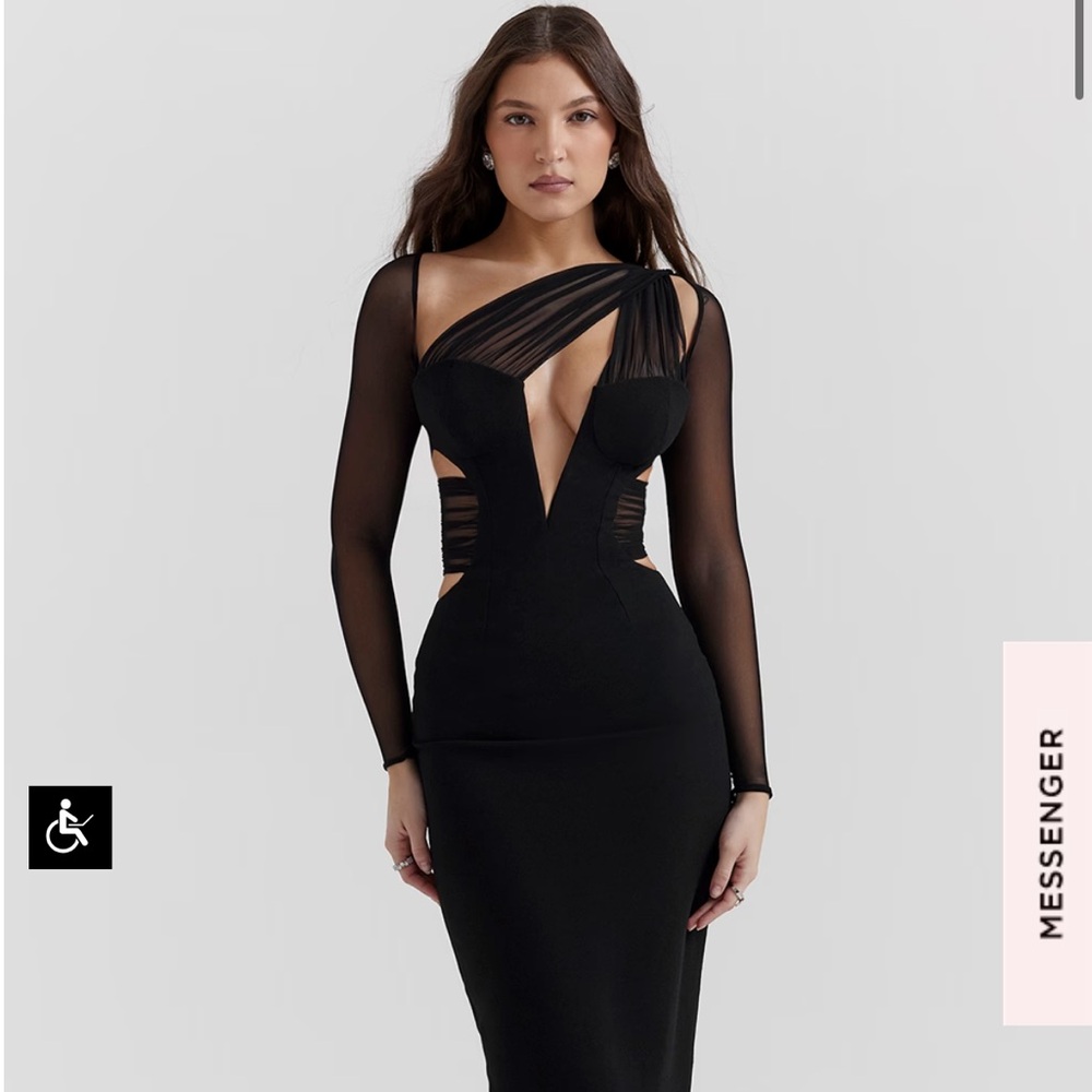 House of CB ZAHRA BLACK PLUNGE MAXI DRESS